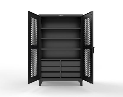 Extreme Duty 12 GA Ventilated (Hex) Cabinet with 6 Half-Width Drawers, 4 Shelves - 48 In. W x 24 In. D x 78 In. H - 46-H-244-6/5DB-9005