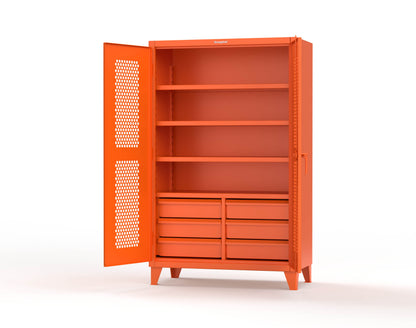Extreme Duty 12 GA Ventilated (Hex) Cabinet with 6 Half-Width Drawers, 4 Shelves - 48 In. W x 24 In. D x 78 In. H - 46-H-244-6/5DB-2009
