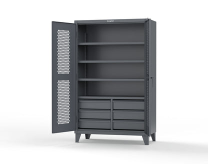 Extreme Duty 12 GA Ventilated (Hex) Cabinet with 6 Half-Width Drawers, 4 Shelves - 48 In. W x 24 In. D x 78 In. H - 46-H-244-6/5DB-7024 
