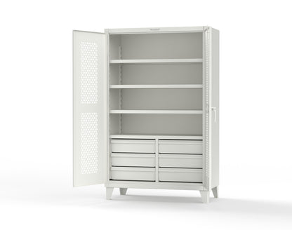 Extreme Duty 12 GA Ventilated (Hex) Cabinet with 6 Half-Width Drawers, 4 Shelves - 48 In. W x 24 In. D x 78 In. H - 46-H-244-6/5DB-9003