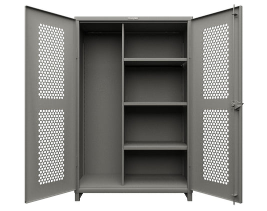 Extra Heavy Duty 14 GA Ventilated (Hex) Janitorial Cabinet with 3 Shelves - 48 In. W x 24 In. D x 75 In. H