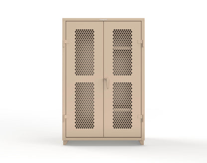 Extra Heavy Duty 14 GA Ventilated (Hex) Janitorial Cabinet with 3 Shelves - 48 In. W x 24 In. D x 75 In. H - 46-H-BC-243-L-1019