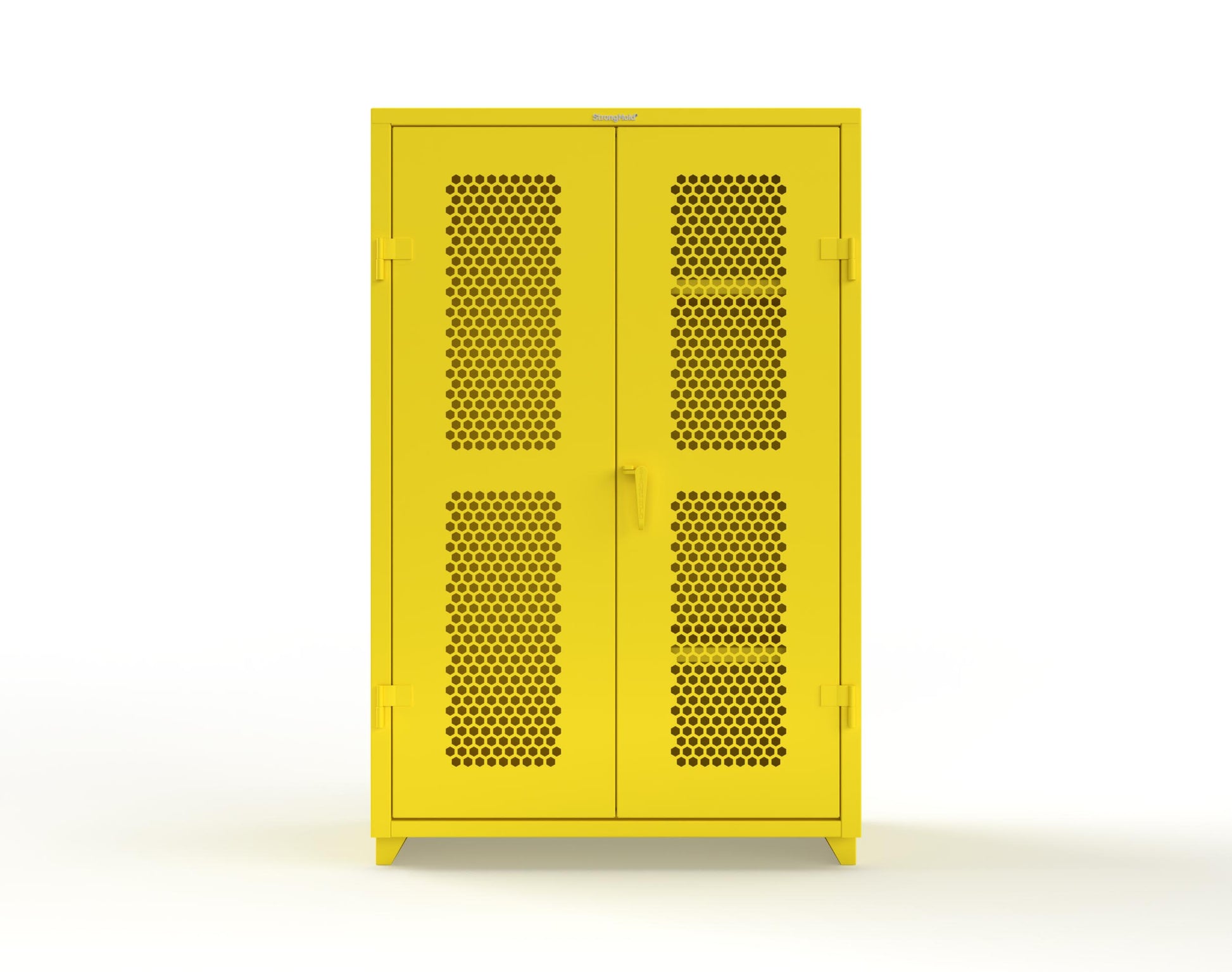 Extra Heavy Duty 14 GA Ventilated (Hex) Janitorial Cabinet with 3 Shelves - 48 In. W x 24 In. D x 75 In. H - 46-H-BC-243-L-1021