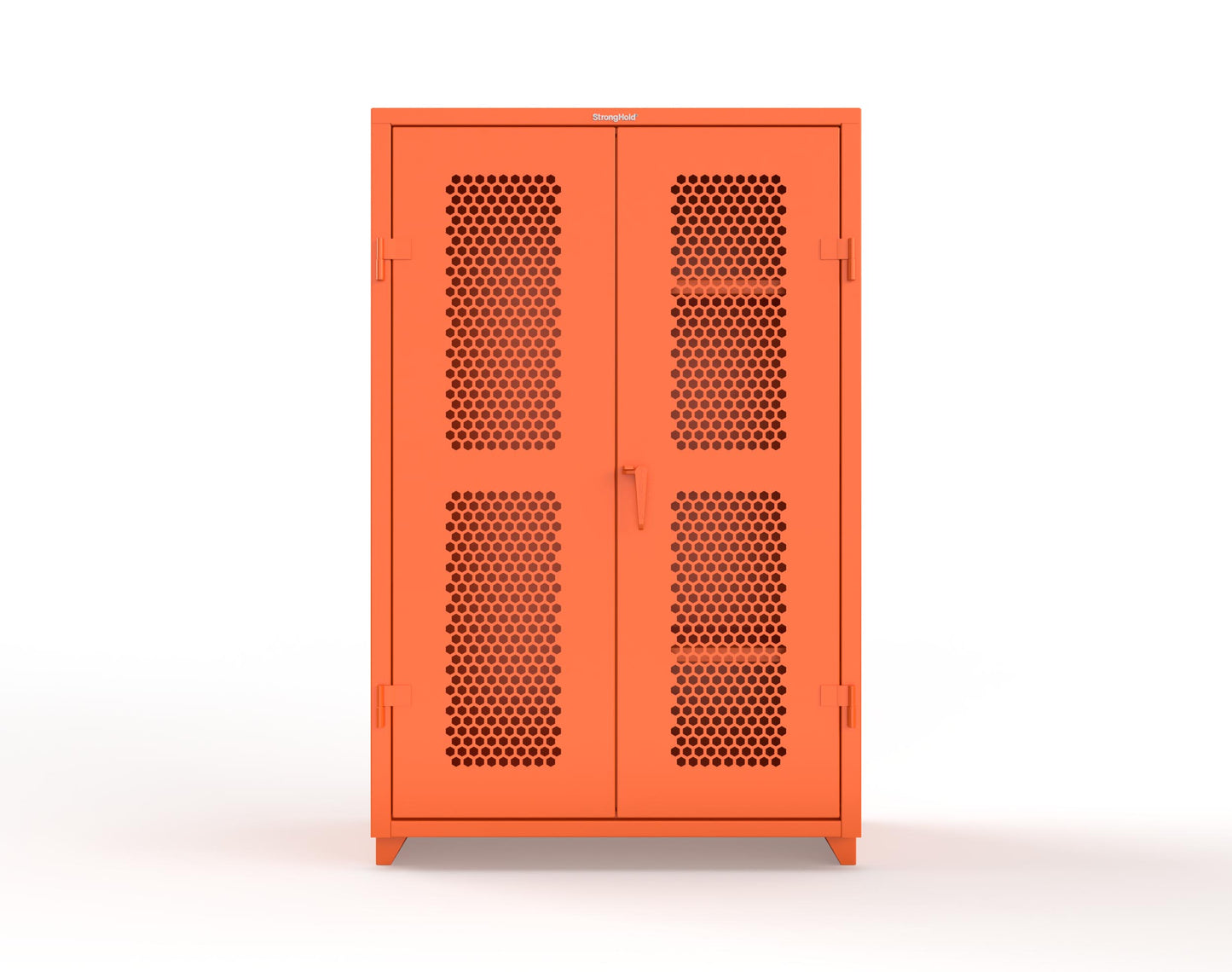 Extra Heavy Duty 14 GA Ventilated (Hex) Janitorial Cabinet with 3 Shelves - 48 In. W x 24 In. D x 75 In. H - 46-H-BC-243-L-2009