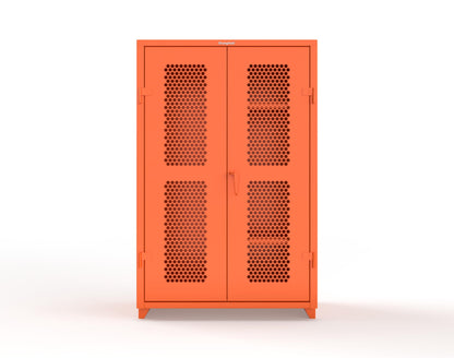 Extra Heavy Duty 14 GA Ventilated (Hex) Janitorial Cabinet with 3 Shelves - 48 In. W x 24 In. D x 75 In. H - 46-H-BC-243-L-2009