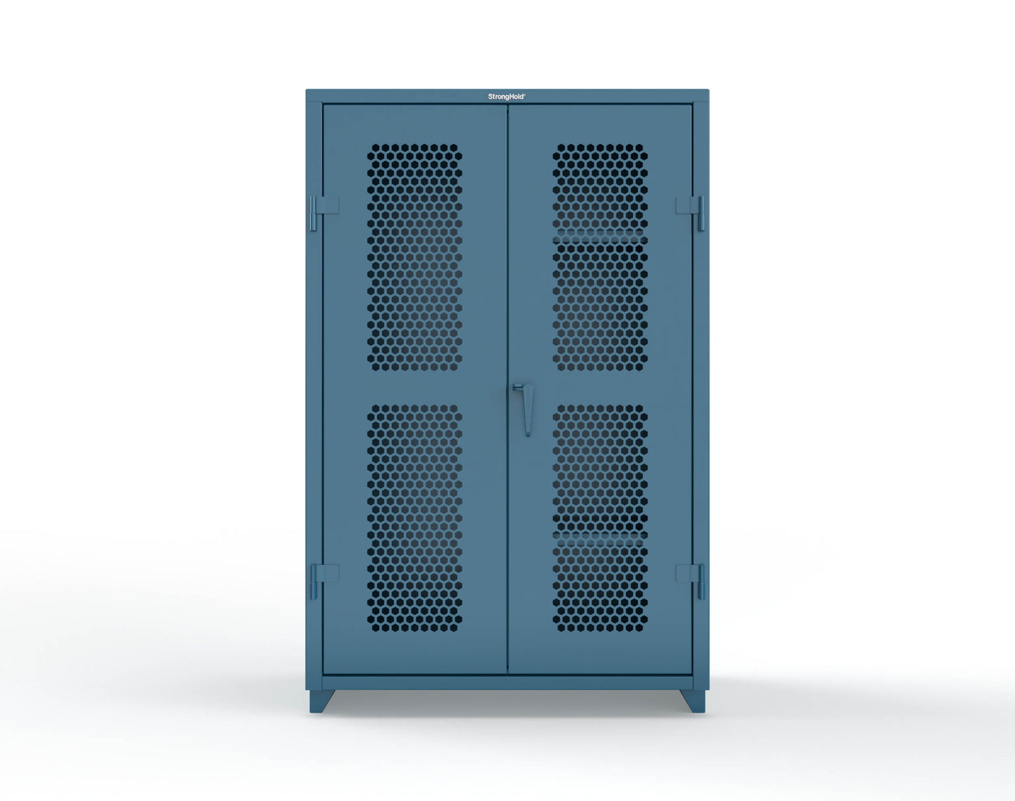 Extra Heavy Duty 14 GA Ventilated (Hex) Janitorial Cabinet with 3 Shelves - 48 In. W x 24 In. D x 75 In. H - 46-H-BC-243-L-5001