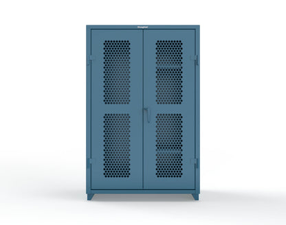 Extra Heavy Duty 14 GA Ventilated (Hex) Janitorial Cabinet with 3 Shelves - 48 In. W x 24 In. D x 75 In. H - 46-H-BC-243-L-5001