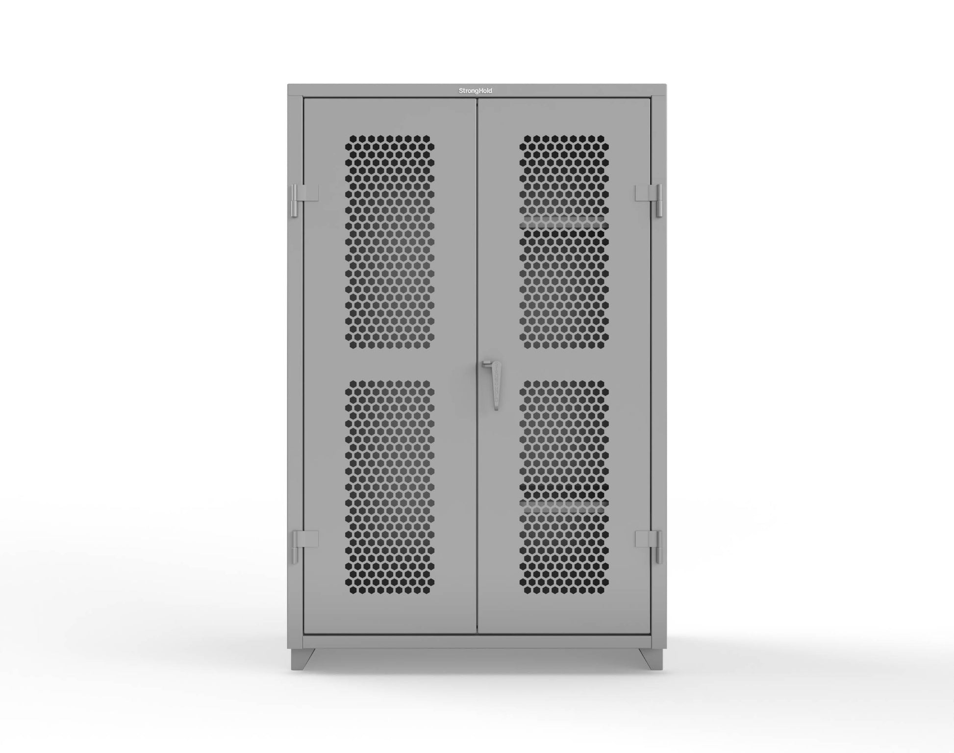 Extra Heavy Duty 14 GA Ventilated (Hex) Janitorial Cabinet with 3 Shelves - 48 In. W x 24 In. D x 75 In. H - 46-H-BC-243-L-7037