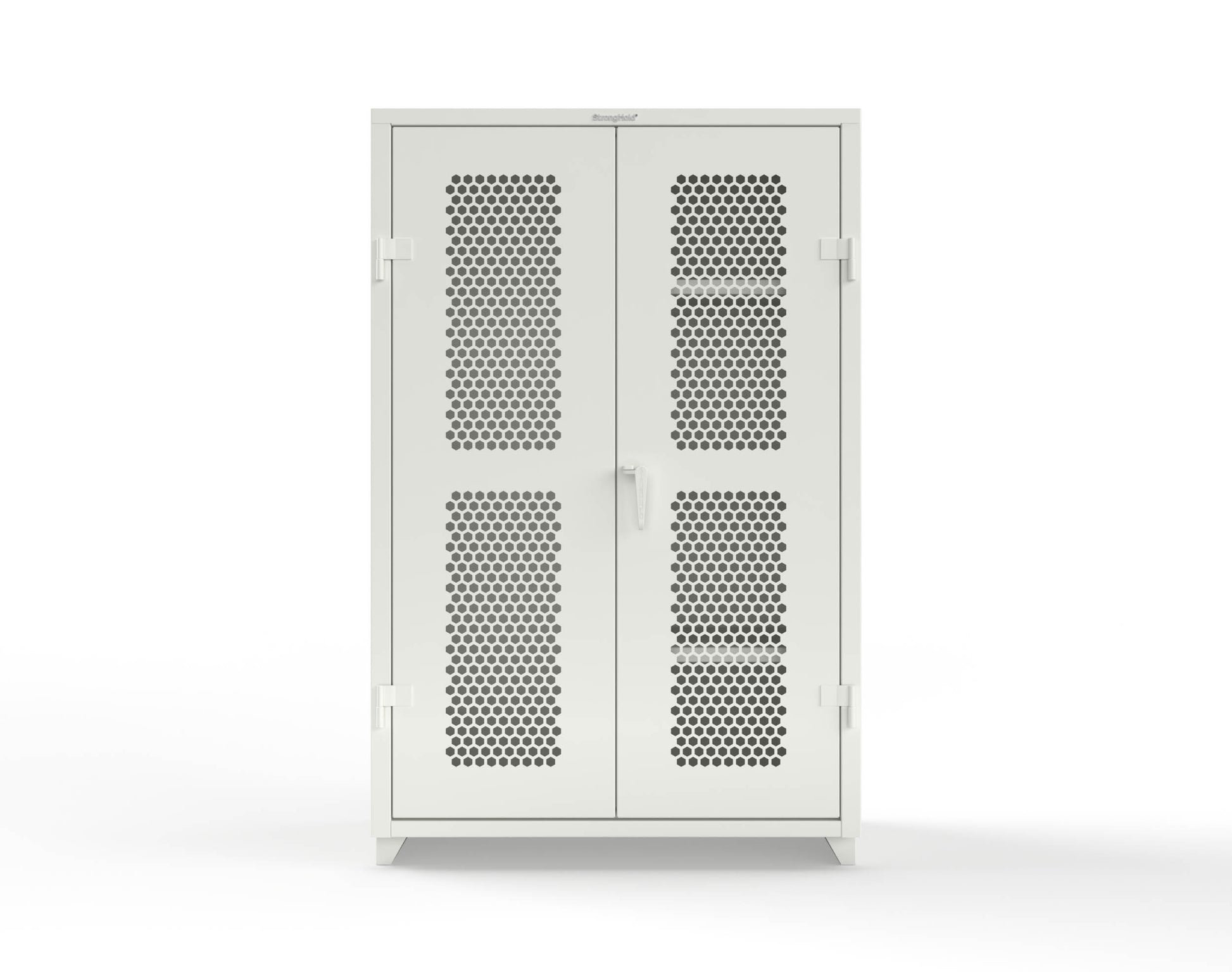 Extra Heavy Duty 14 GA Ventilated (Hex) Janitorial Cabinet with 3 Shelves - 48 In. W x 24 In. D x 75 In. H - 46-H-BC-243-L-9003