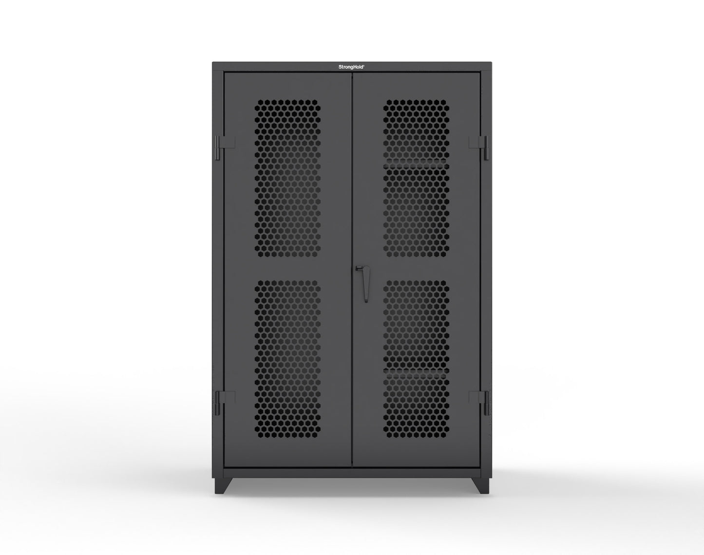 Extra Heavy Duty 14 GA Ventilated (Hex) Janitorial Cabinet with 3 Shelves - 48 In. W x 24 In. D x 75 In. H - 46-H-BC-243-L-9005