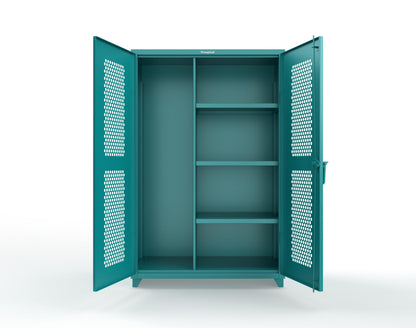 Extra Heavy Duty 14 GA Ventilated (Hex) Janitorial Cabinet with 3 Shelves - 48 In. W x 24 In. D x 75 In. H - 46-H-BC-243-L-5021