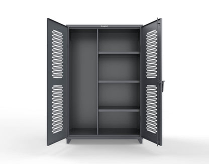 Extra Heavy Duty 14 GA Ventilated (Hex) Janitorial Cabinet with 3 Shelves - 48 In. W x 24 In. D x 75 In. H - 46-H-BC-243-L-7024