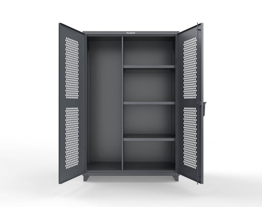 Extra Heavy Duty 14 GA Ventilated (Hex) Janitorial Cabinet with 3 Shelves - 48 In. W x 24 In. D x 75 In. H - 46-H-BC-243-L-7024