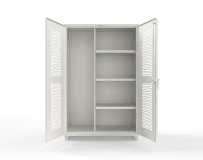 Extra Heavy Duty 14 GA Ventilated (Hex) Janitorial Cabinet with 3 Shelves - 48 In. W x 24 In. D x 75 In. H - 46-H-BC-243-L-9003