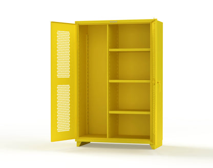 Extra Heavy Duty 14 GA Ventilated (Hex) Janitorial Cabinet with 3 Shelves - 48 In. W x 24 In. D x 75 In. H - 46-H-BC-243-L-1021