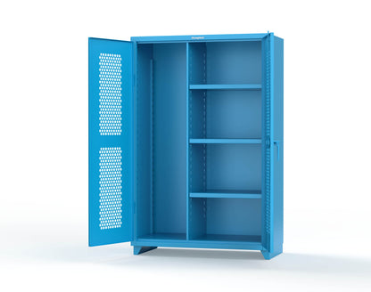 Extra Heavy Duty 14 GA Ventilated (Hex) Janitorial Cabinet with 3 Shelves - 48 In. W x 24 In. D x 75 In. H - 46-H-BC-243-L-5012