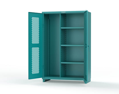 Extra Heavy Duty 14 GA Ventilated (Hex) Janitorial Cabinet with 3 Shelves - 48 In. W x 24 In. D x 75 In. H - 46-H-BC-243-L-5021