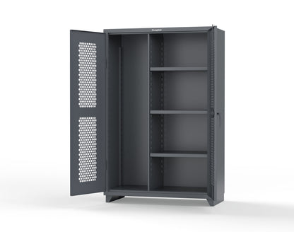 Extra Heavy Duty 14 GA Ventilated (Hex) Janitorial Cabinet with 3 Shelves - 48 In. W x 24 In. D x 75 In. H - 46-H-BC-243-L-7024