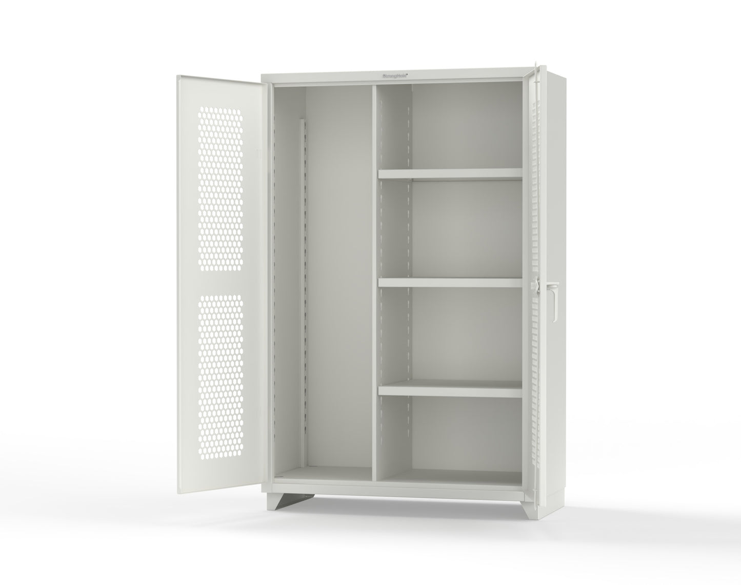 Extra Heavy Duty 14 GA Ventilated (Hex) Janitorial Cabinet with 3 Shelves - 48 In. W x 24 In. D x 75 In. H - 46-H-BC-243-L-9003