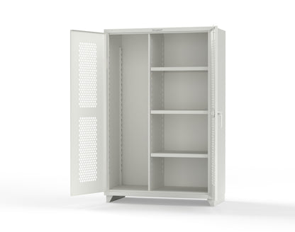 Extra Heavy Duty 14 GA Ventilated (Hex) Janitorial Cabinet with 3 Shelves - 48 In. W x 24 In. D x 75 In. H - 46-H-BC-243-L-9003