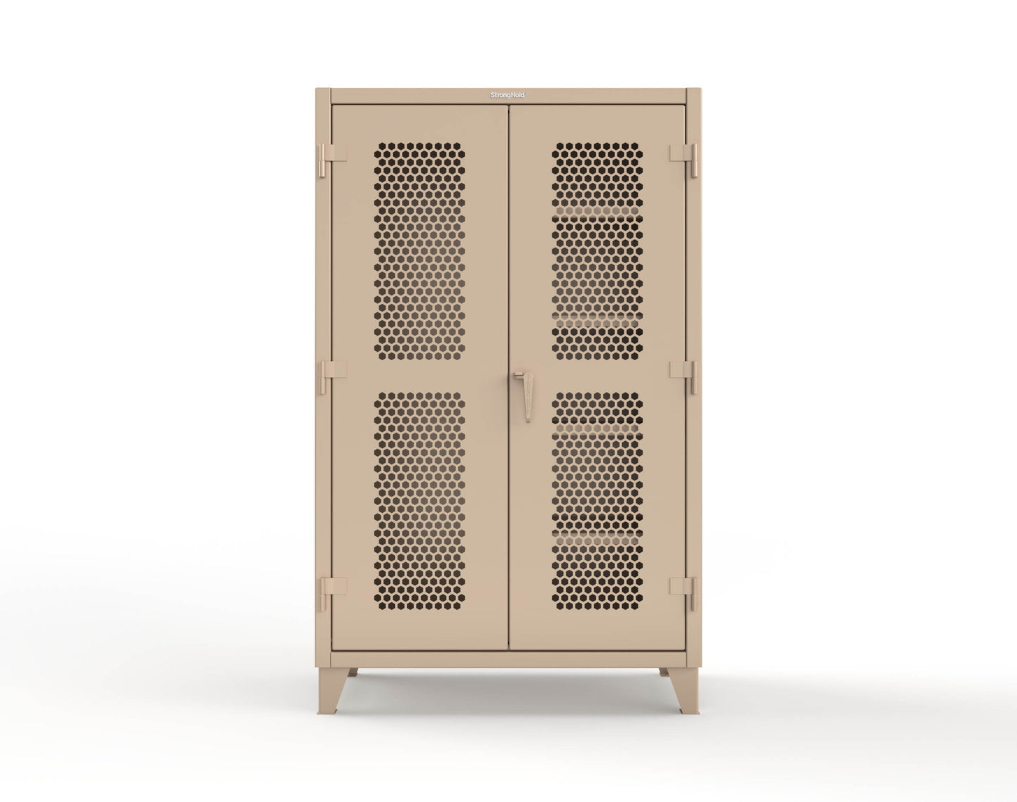Extreme Duty 12 GA Ventilated (Hex) Janitorial Cabinet with 4 Shelves - 48 In. W x 24 In. D x 78 In. H - 46-H-BC-244-1019