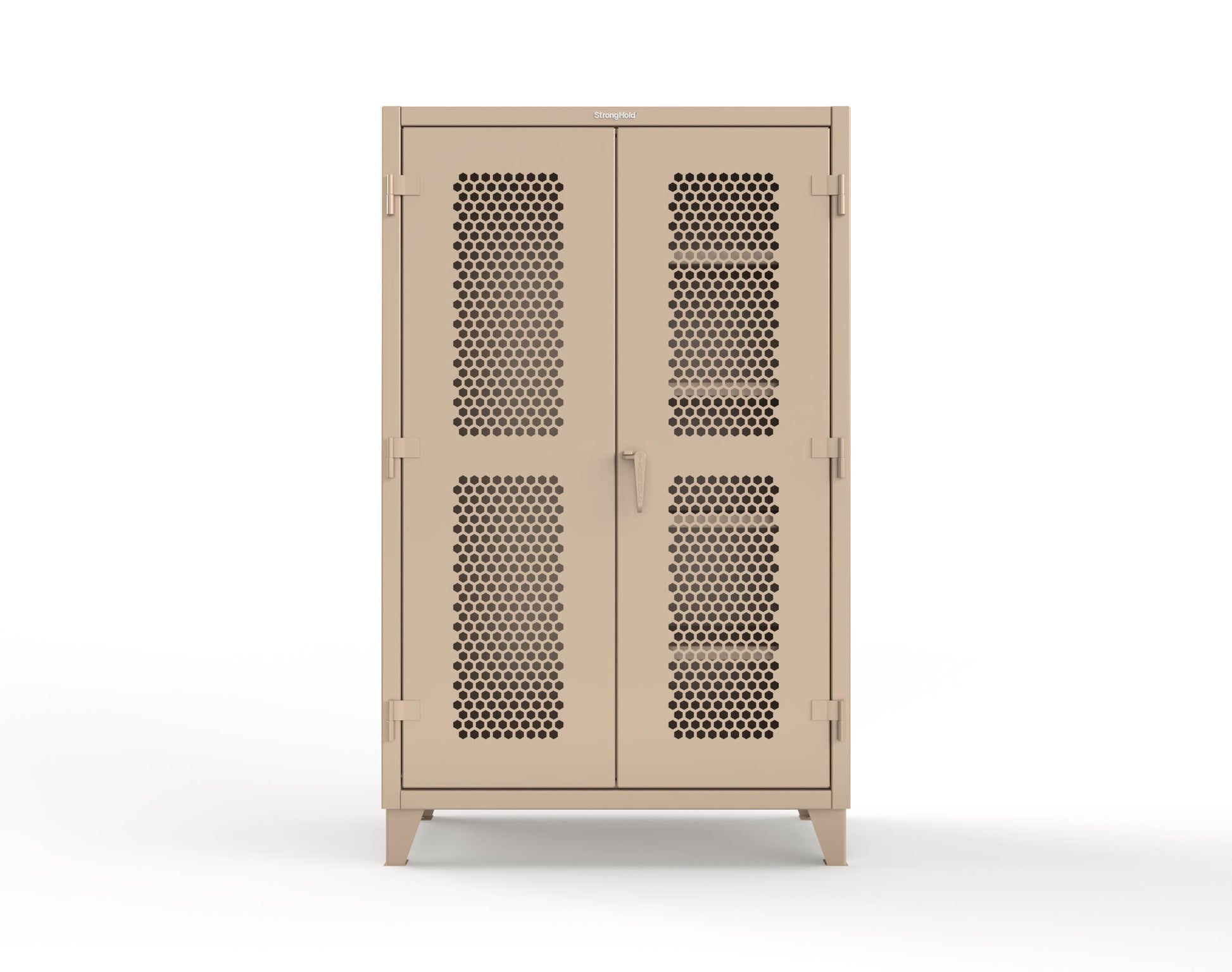 Extreme Duty 12 GA Ventilated (Hex) Janitorial Cabinet with 4 Shelves - 48 In. W x 24 In. D x 78 In. H - 46-H-BC-244-1019