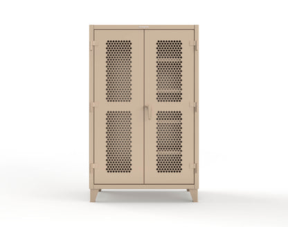 Extreme Duty 12 GA Ventilated (Hex) Janitorial Cabinet with 4 Shelves - 48 In. W x 24 In. D x 78 In. H - 46-H-BC-244-1019