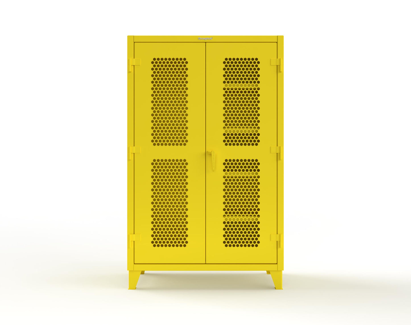 Extreme Duty 12 GA Ventilated (Hex) Janitorial Cabinet with 4 Shelves - 48 In. W x 24 In. D x 78 In. H - 46-H-BC-244-1021