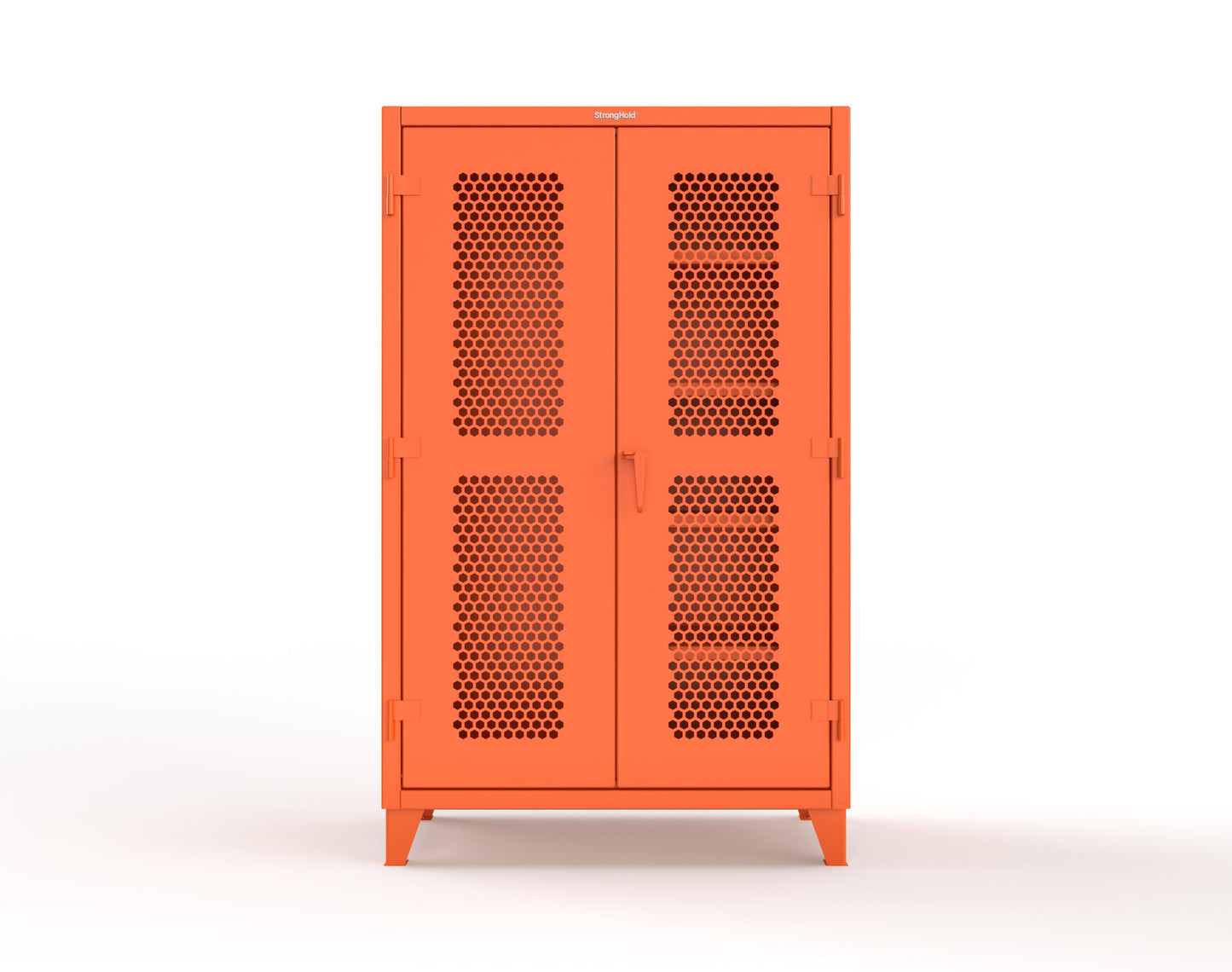 Extreme Duty 12 GA Ventilated (Hex) Janitorial Cabinet with 4 Shelves - 48 In. W x 24 In. D x 78 In. H - 46-H-BC-244-2009