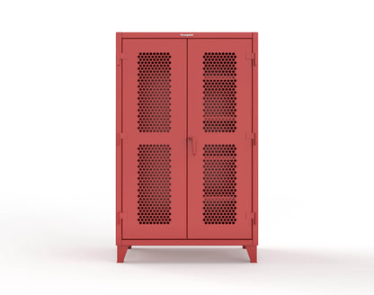 Extreme Duty 12 GA Ventilated (Hex) Janitorial Cabinet with 4 Shelves - 48 In. W x 24 In. D x 78 In. H - 46-H-BC-244-3001