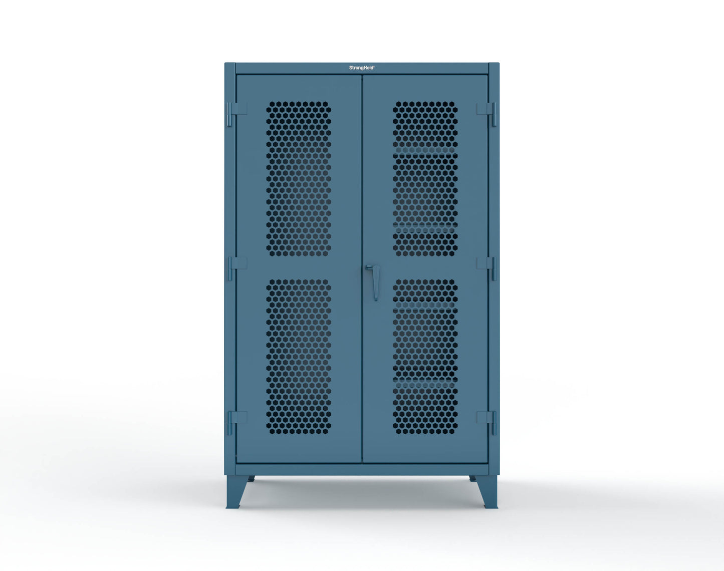 Extreme Duty 12 GA Ventilated (Hex) Janitorial Cabinet with 4 Shelves - 48 In. W x 24 In. D x 78 In. H - 46-H-BC-244-5001