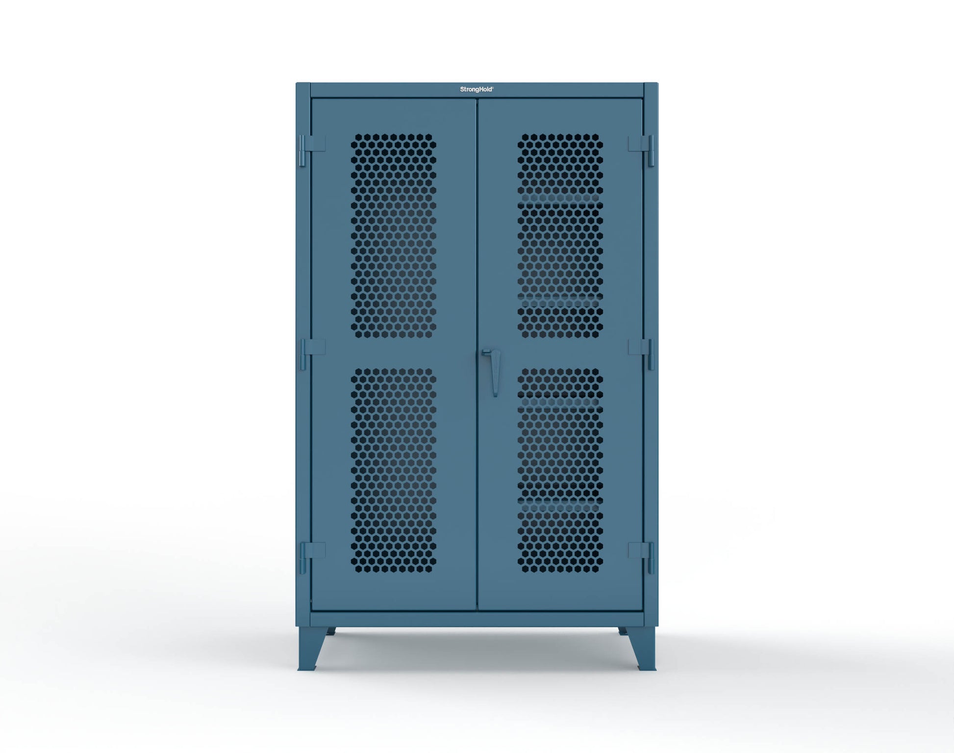 Extreme Duty 12 GA Ventilated (Hex) Janitorial Cabinet with 4 Shelves - 48 In. W x 24 In. D x 78 In. H - 46-H-BC-244-5001