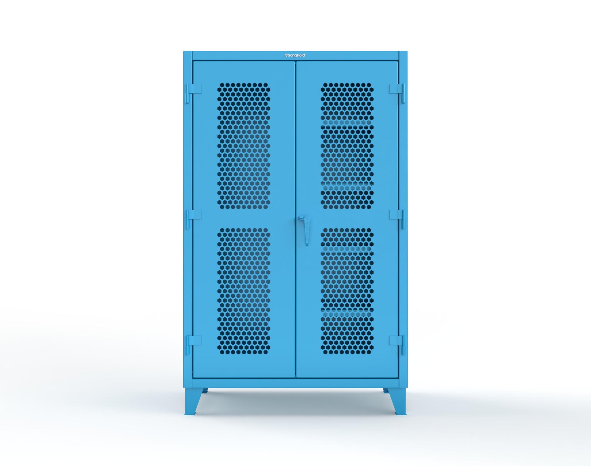 Extreme Duty 12 GA Ventilated (Hex) Janitorial Cabinet with 4 Shelves - 48 In. W x 24 In. D x 78 In. H - 46-H-BC-244-5012
