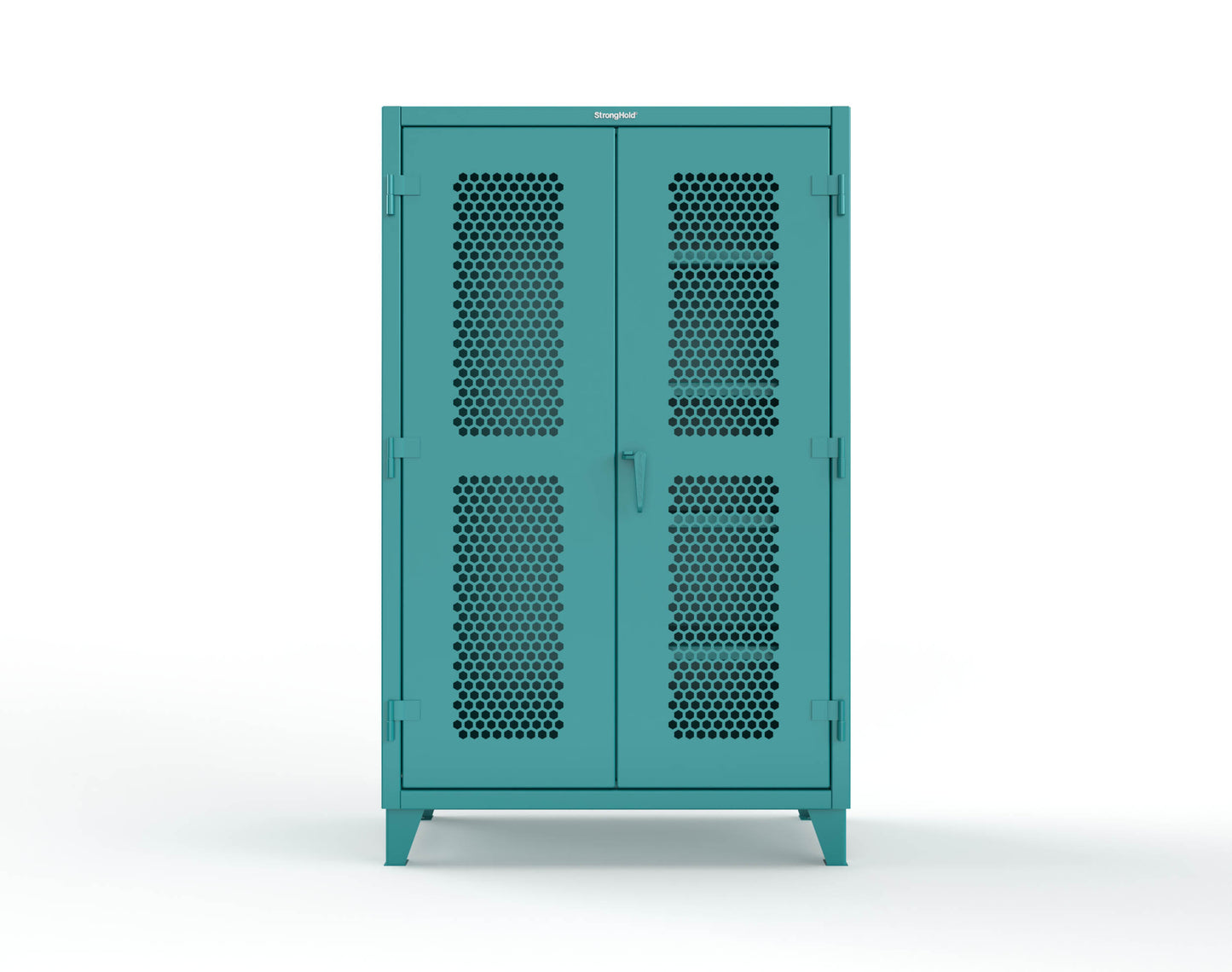 Extreme Duty 12 GA Ventilated (Hex) Janitorial Cabinet with 4 Shelves - 48 In. W x 24 In. D x 78 In. H - 46-H-BC-244-5021