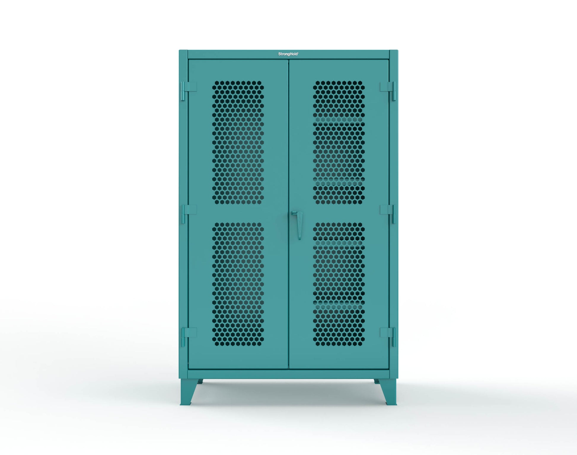 Extreme Duty 12 GA Ventilated (Hex) Janitorial Cabinet with 4 Shelves - 48 In. W x 24 In. D x 78 In. H - 46-H-BC-244-5021