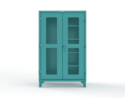 Extreme Duty 12 GA Ventilated (Hex) Janitorial Cabinet with 4 Shelves - 48 In. W x 24 In. D x 78 In. H - 46-H-BC-244-5021