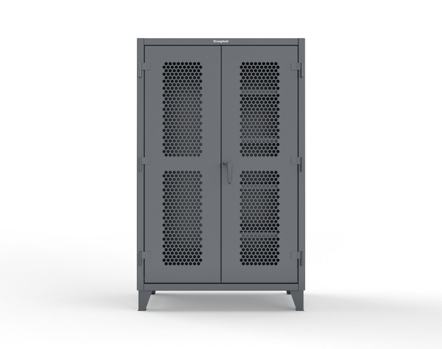 Extreme Duty 12 GA Ventilated (Hex) Janitorial Cabinet with 4 Shelves - 48 In. W x 24 In. D x 78 In. H - 46-H-BC-244-7024