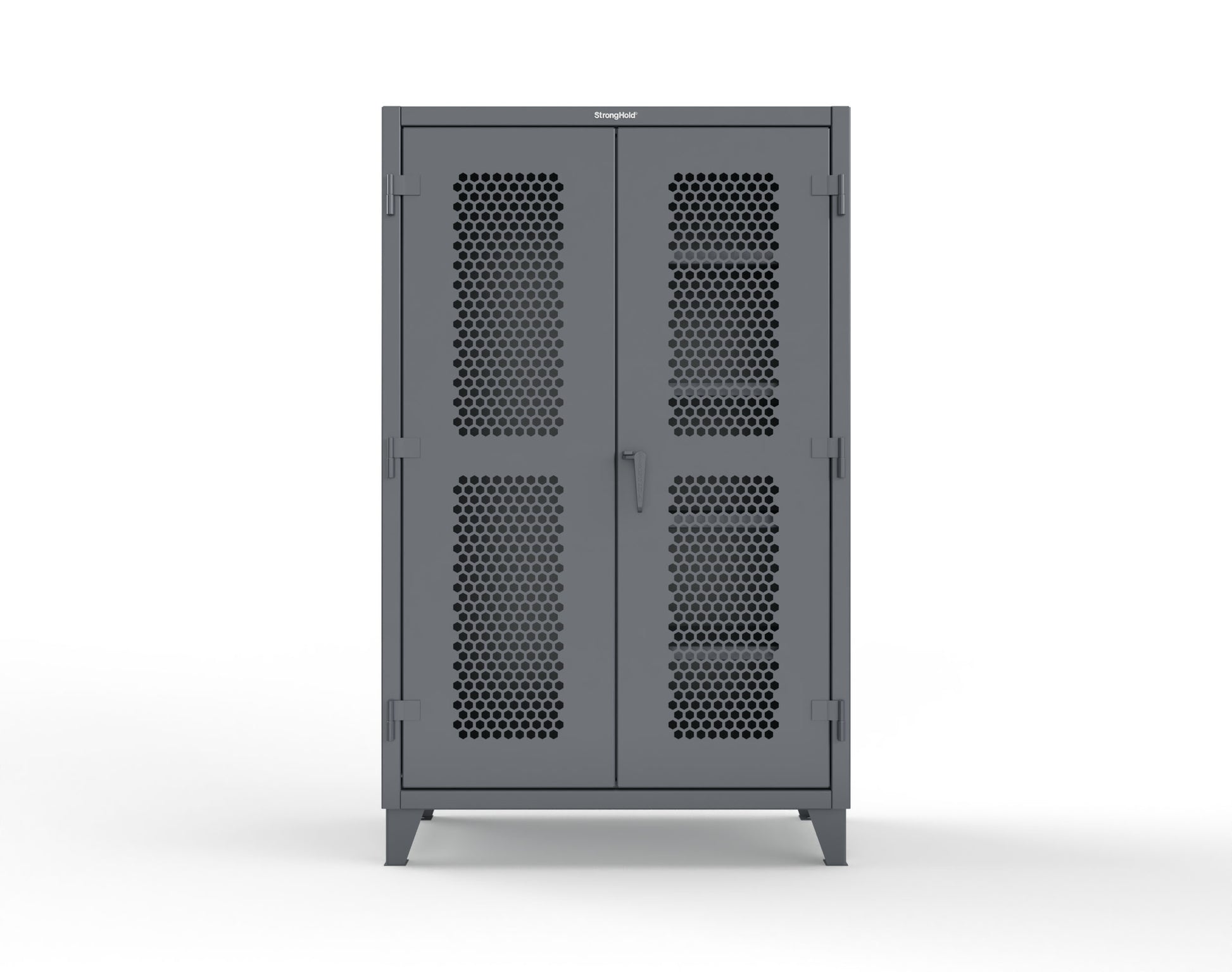 Extreme Duty 12 GA Ventilated (Hex) Janitorial Cabinet with 4 Shelves - 48 In. W x 24 In. D x 78 In. H - 46-H-BC-244-7024