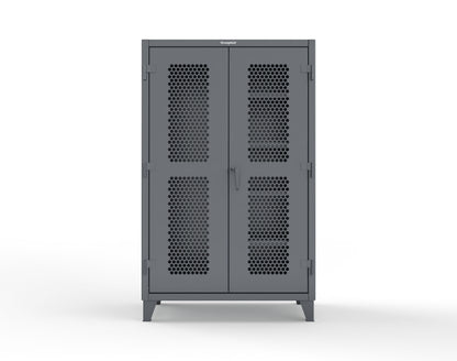 Extreme Duty 12 GA Ventilated (Hex) Janitorial Cabinet with 4 Shelves - 48 In. W x 24 In. D x 78 In. H - 46-H-BC-244-7024