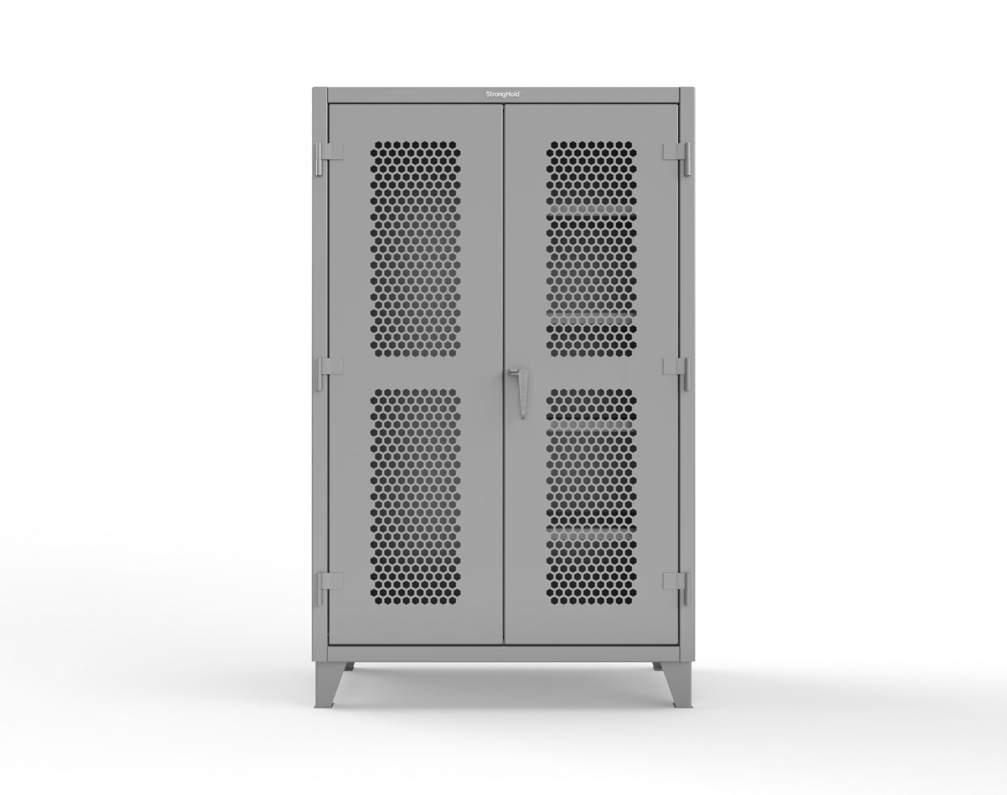Extreme Duty 12 GA Ventilated (Hex) Janitorial Cabinet with 4 Shelves - 48 In. W x 24 In. D x 78 In. H - 46-H-BC-244-7037