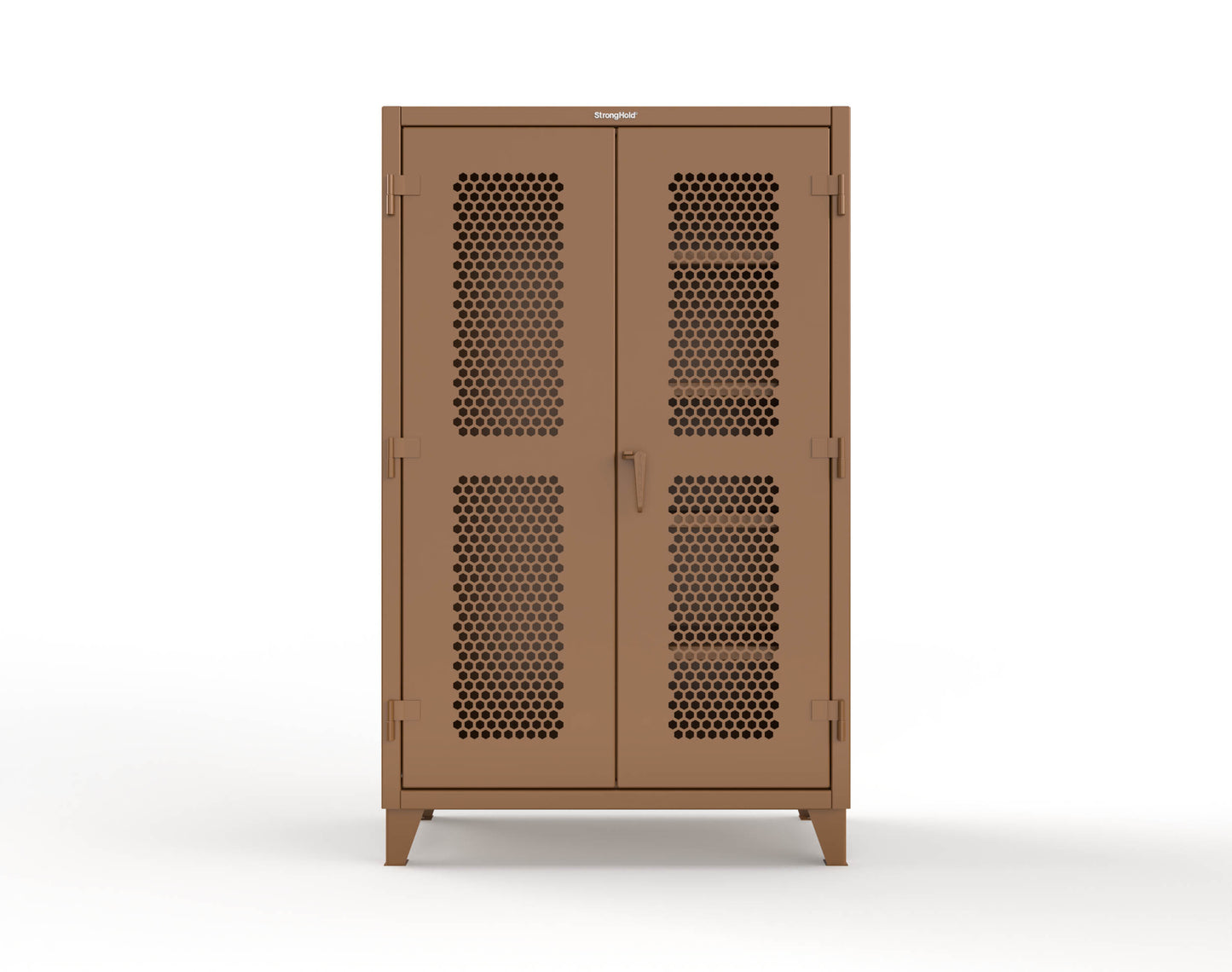 Extreme Duty 12 GA Ventilated (Hex) Janitorial Cabinet with 4 Shelves - 48 In. W x 24 In. D x 78 In. H - 46-H-BC-244-8008