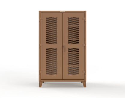 Extreme Duty 12 GA Ventilated (Hex) Janitorial Cabinet with 4 Shelves - 48 In. W x 24 In. D x 78 In. H - 46-H-BC-244-8008