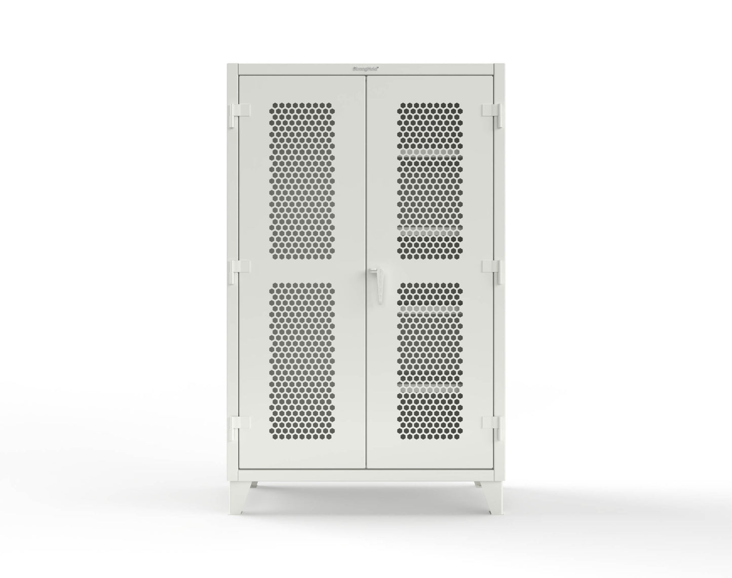 Extreme Duty 12 GA Ventilated (Hex) Janitorial Cabinet with 4 Shelves - 48 In. W x 24 In. D x 78 In. H - 46-H-BC-244-9003