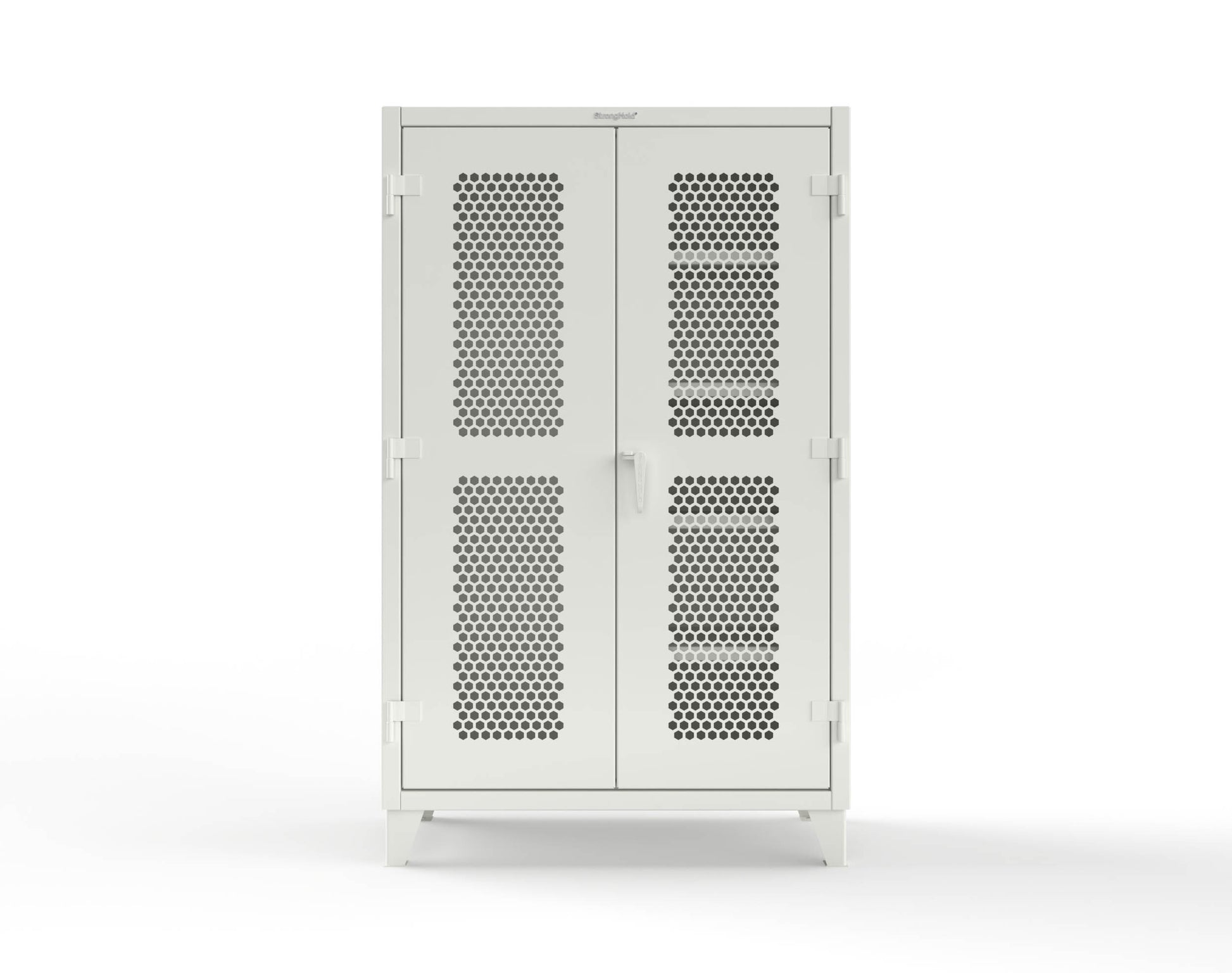 Extreme Duty 12 GA Ventilated (Hex) Janitorial Cabinet with 4 Shelves - 48 In. W x 24 In. D x 78 In. H - 46-H-BC-244-9003