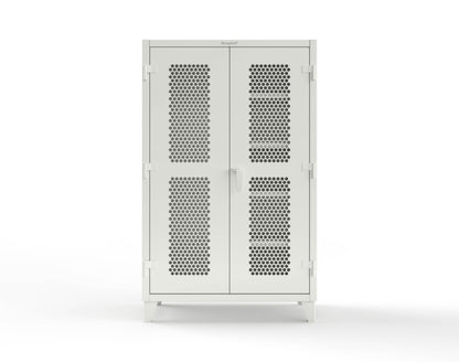 Extreme Duty 12 GA Ventilated (Hex) Janitorial Cabinet with 4 Shelves - 48 In. W x 24 In. D x 78 In. H - 46-H-BC-244-9003