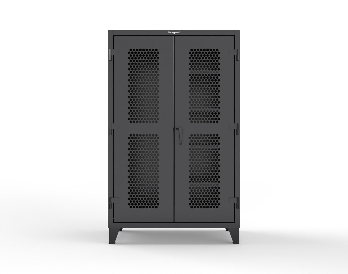 Extreme Duty 12 GA Ventilated (Hex) Janitorial Cabinet with 4 Shelves - 48 In. W x 24 In. D x 78 In. H - 46-H-BC-244-9005