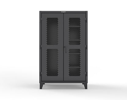 Extreme Duty 12 GA Ventilated (Hex) Janitorial Cabinet with 4 Shelves - 48 In. W x 24 In. D x 78 In. H - 46-H-BC-244-9005