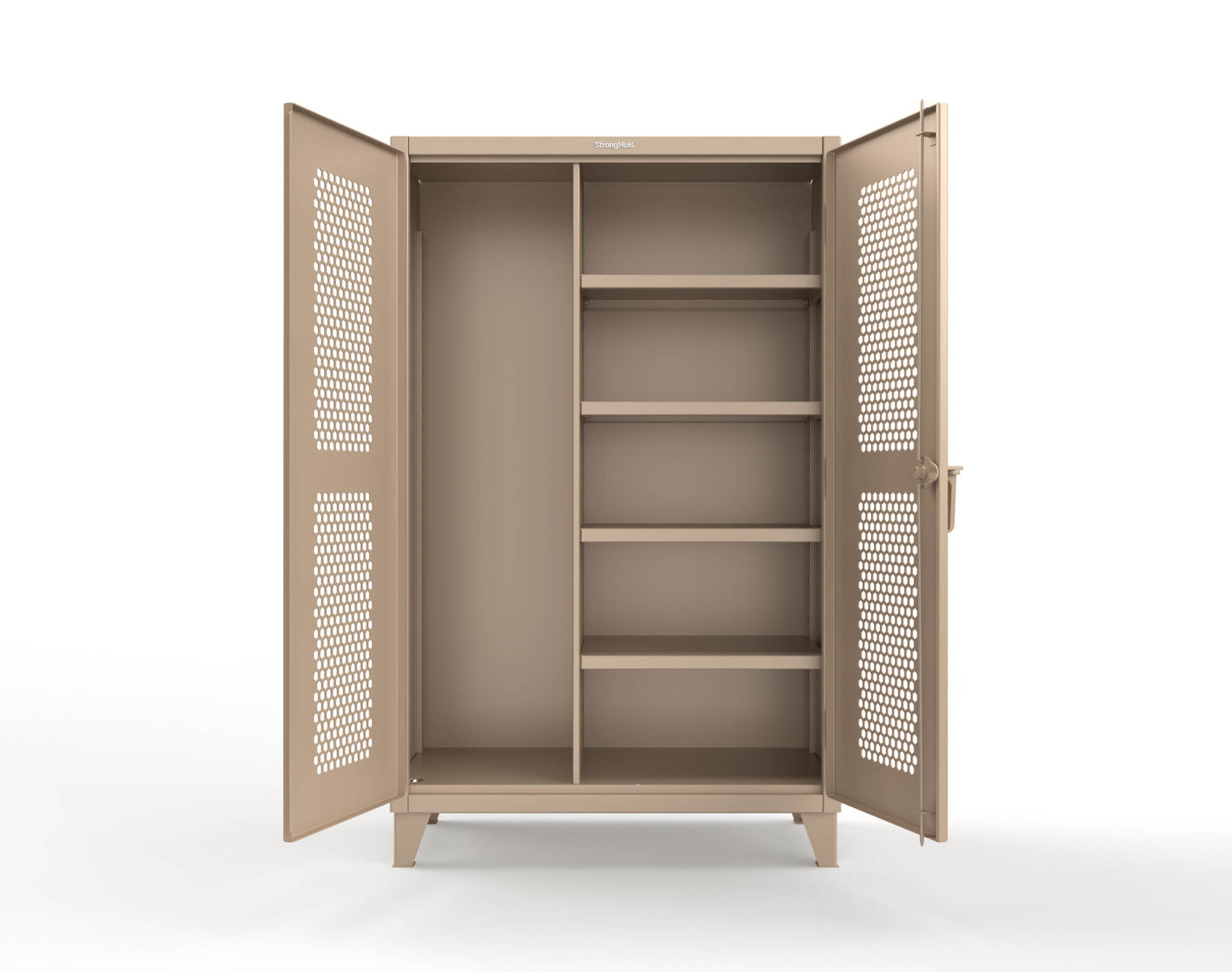 Extreme Duty 12 GA Ventilated (Hex) Janitorial Cabinet with 4 Shelves - 48 In. W x 24 In. D x 78 In. H - 46-H-BC-244-1019