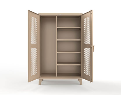 Extreme Duty 12 GA Ventilated (Hex) Janitorial Cabinet with 4 Shelves - 48 In. W x 24 In. D x 78 In. H - 46-H-BC-244-1019