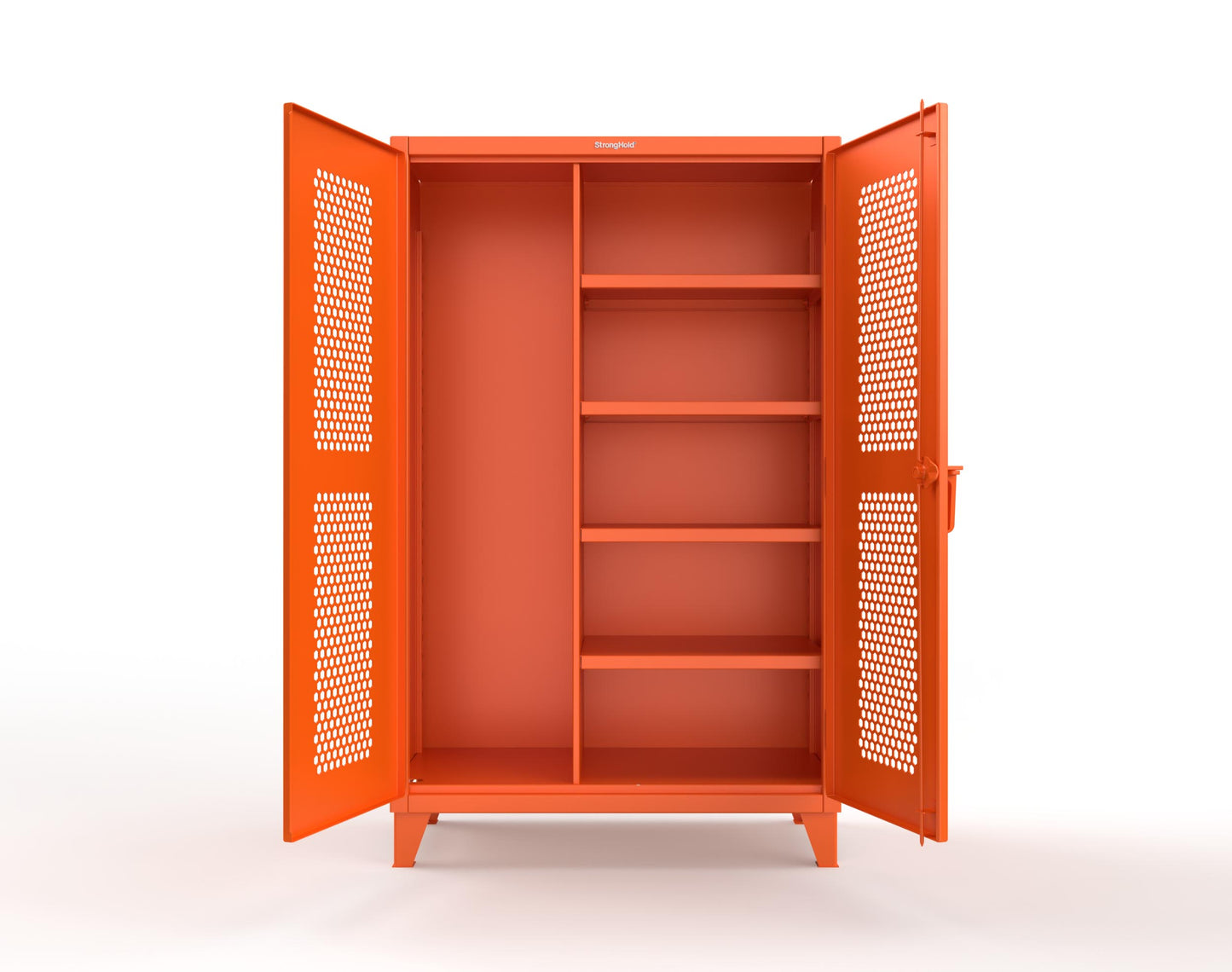 Extreme Duty 12 GA Ventilated (Hex) Janitorial Cabinet with 4 Shelves - 48 In. W x 24 In. D x 78 In. H - 46-H-BC-244-2009
